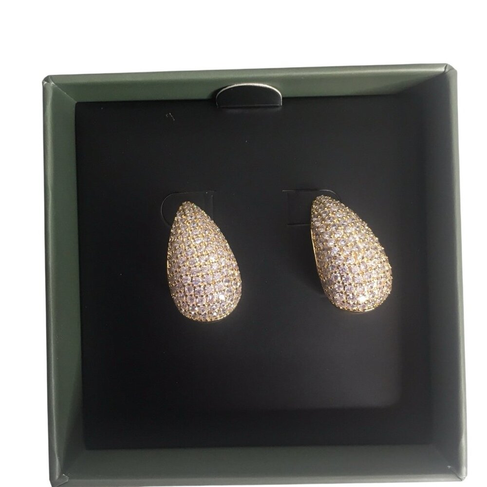 Jewels by Sunaina Narnia Stud Gold Tone Pave Bling Earrings MSRP $60